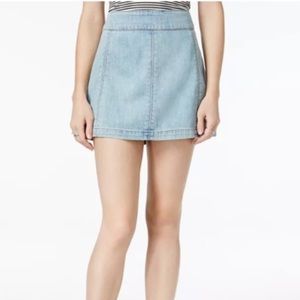 FREE‎ PEOPLE Zip To It Denim Mini Skirt